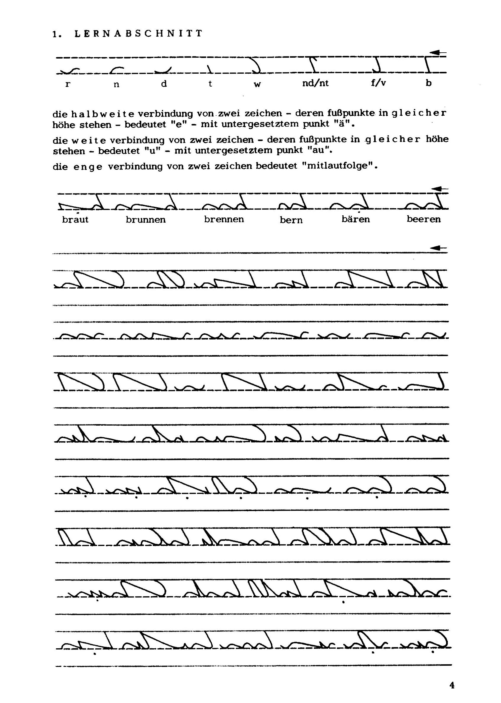 Apprendre La Steno En Ligne Gratuit Rationelle Stenografie Stiefografie - Beispielseite Links-Steno
